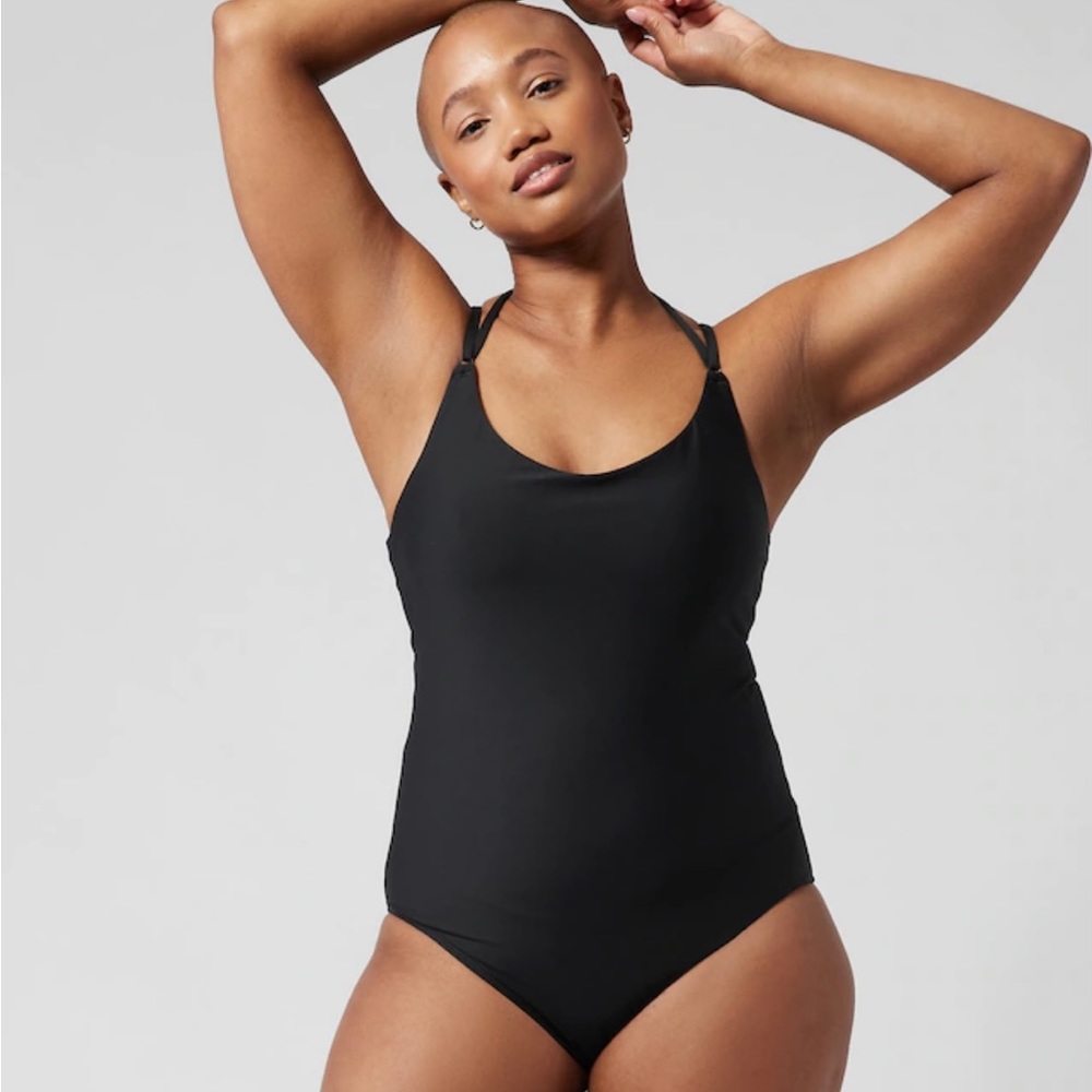 Athleta Black Key Hole One Piece NWT